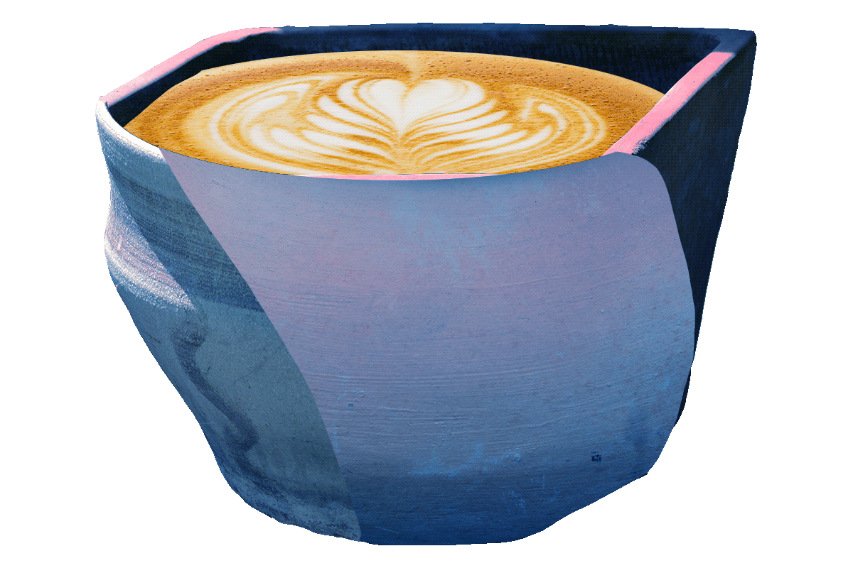 purpleish-blue coffee cup