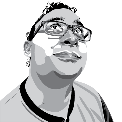 black and white ilustration of carlos